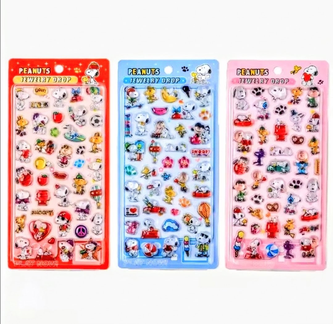 Peanuts Snoopy Jewelry Drop 3D Acrylic Sticker Charm Sheet
