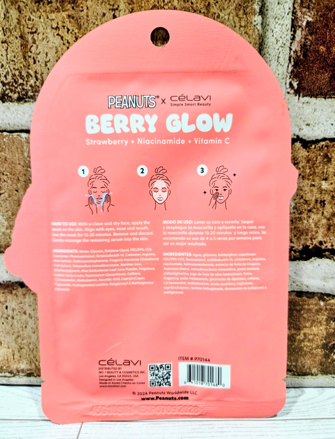Peanuts x Célavi Snoopy Face Sheet Mask Choose Variant Self Love Collagen Berry Glow