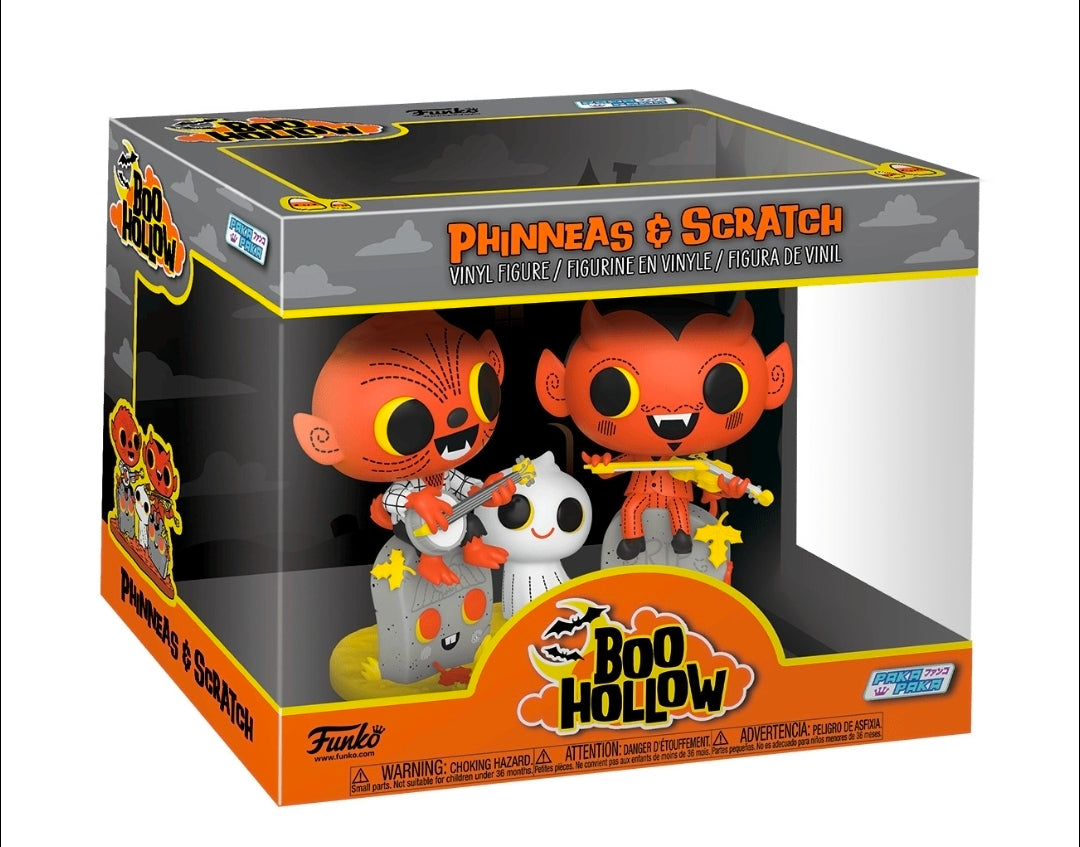 Boo Hollow vinyl figures in black retail box with two orange guitar characters