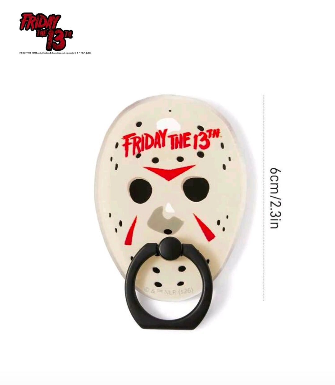 Friday the 13th skull mask phone grip with black ring stand