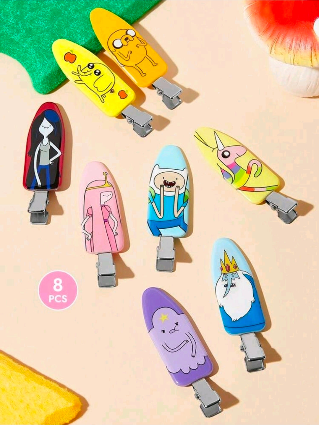 Adventure Time 8pc Hair Clips Set Finn Jake LSP Bubblegum Marceline