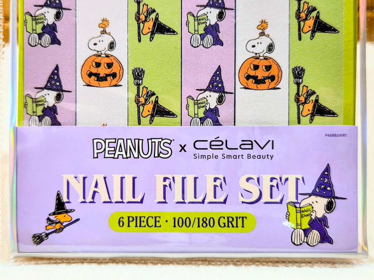 Peanuts x Celavi nail file set blister pack with Halloween character pattern