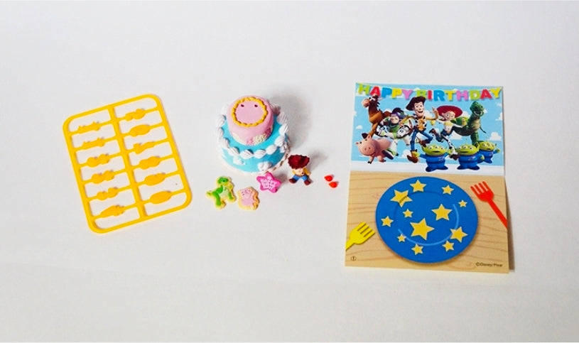 Woody birthday cake mini figure set with accessories and “Happy Birthday” cards