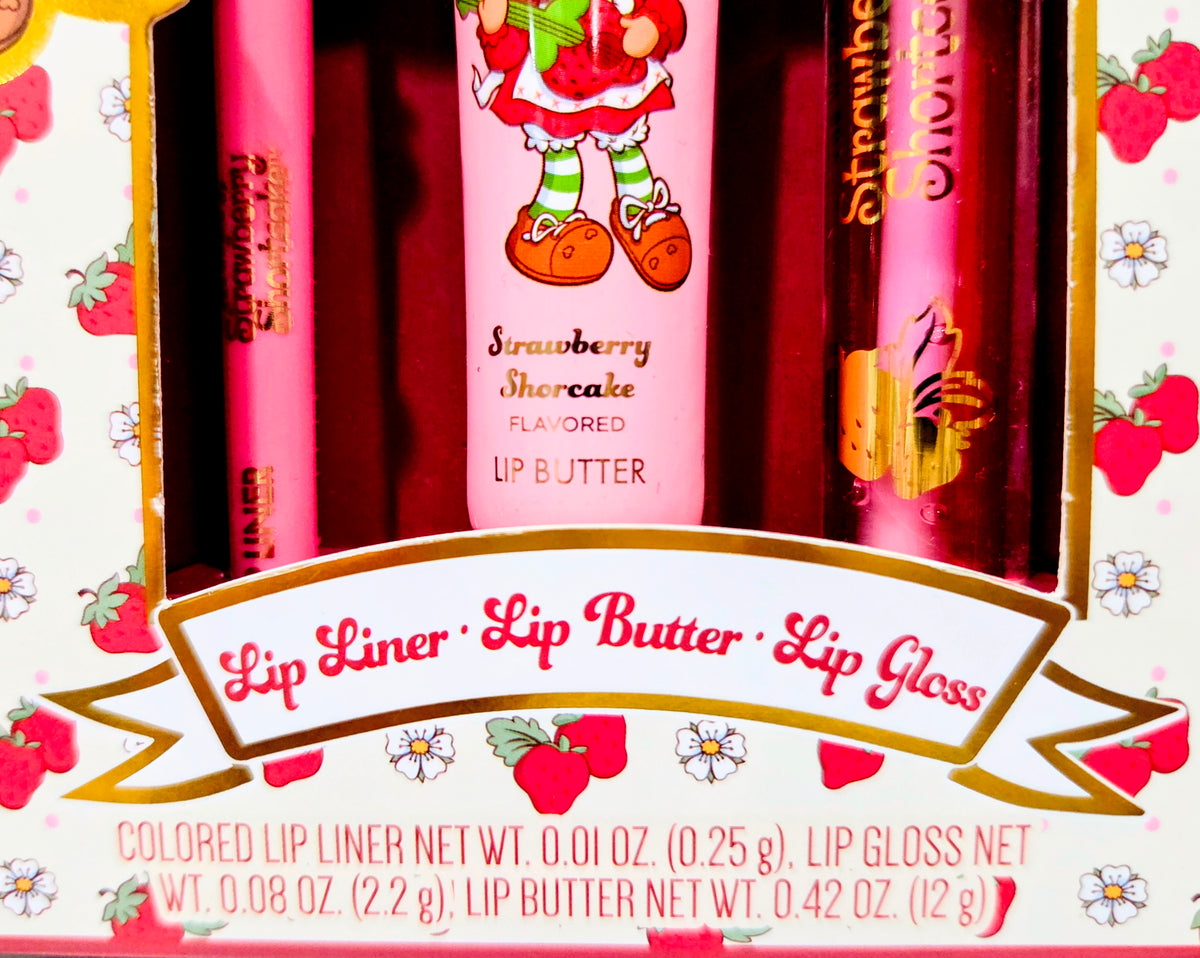 Lip kit labeled set: colored lip liner, lip butter, and lip gloss