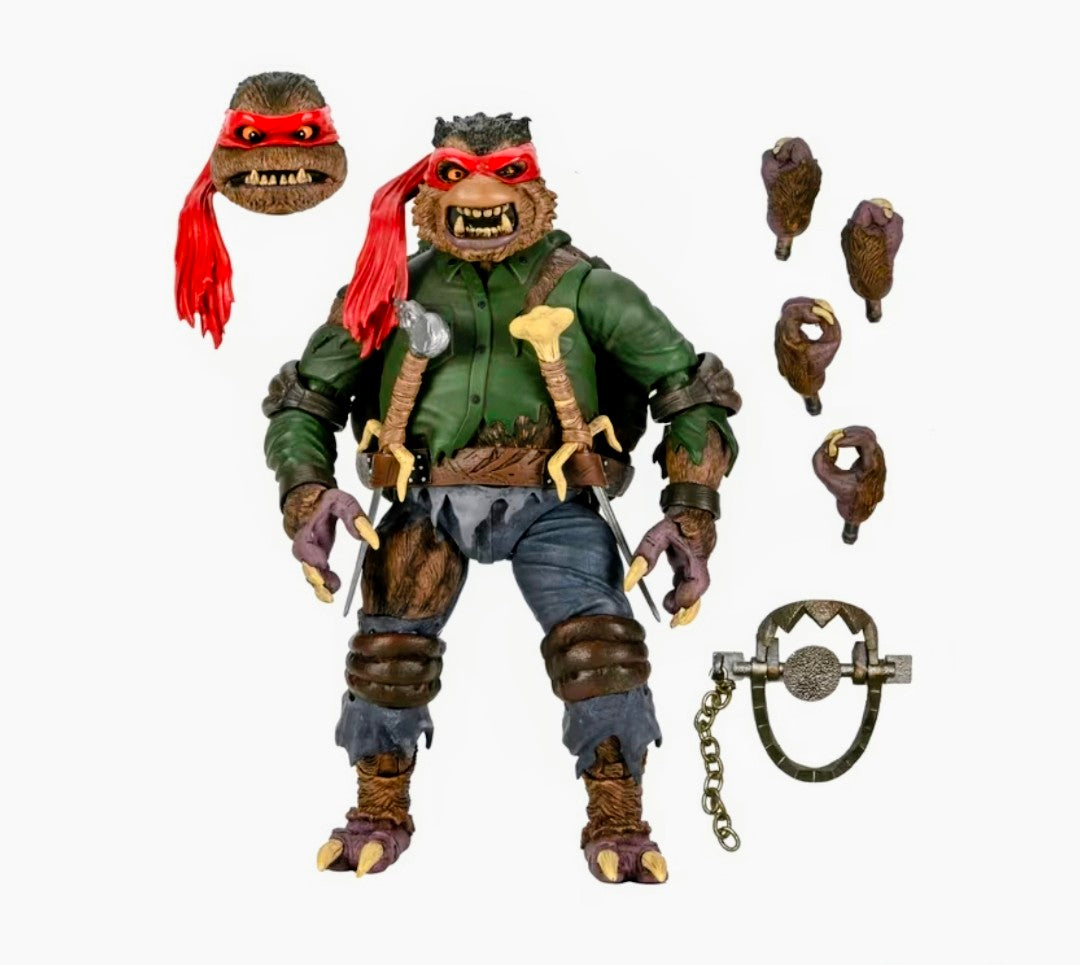Raphael as Wolf Man action figure with accessories, green outfit, red hair, mask