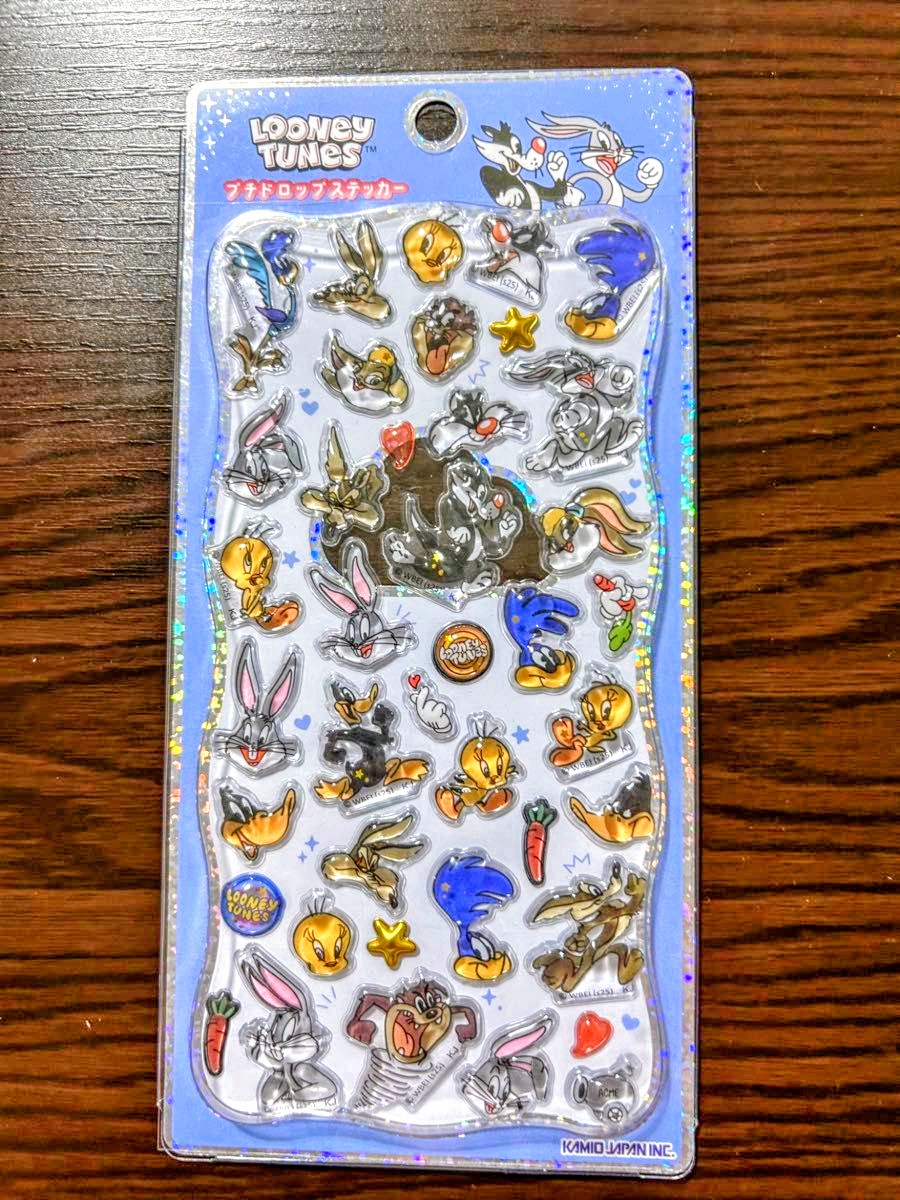 Looney Tunes 3D acrylic sticker sheet with rabbit, duck, and bird character decals