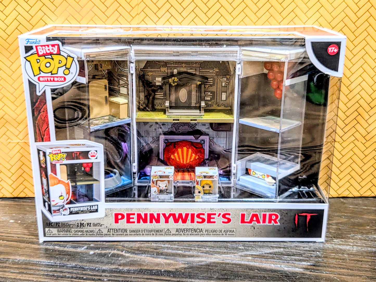 Funko Bitty Pop! Bitty Box in clear case showing multi-room diorama and mini figures