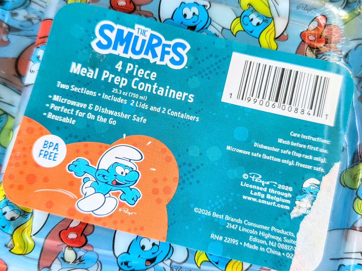 Smurfs 4-piece meal prep containers gift pack, BPA-free reusable food containers
