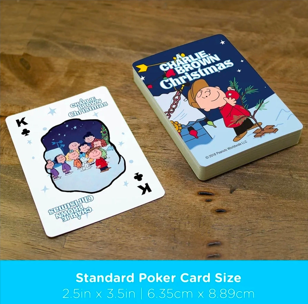 Aquarius Peanuts Charlie Brown Christmas Playing Cards Blue Poker Size