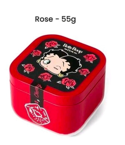 Red square tin candle with Betty Boop rose design; Rose - 55g