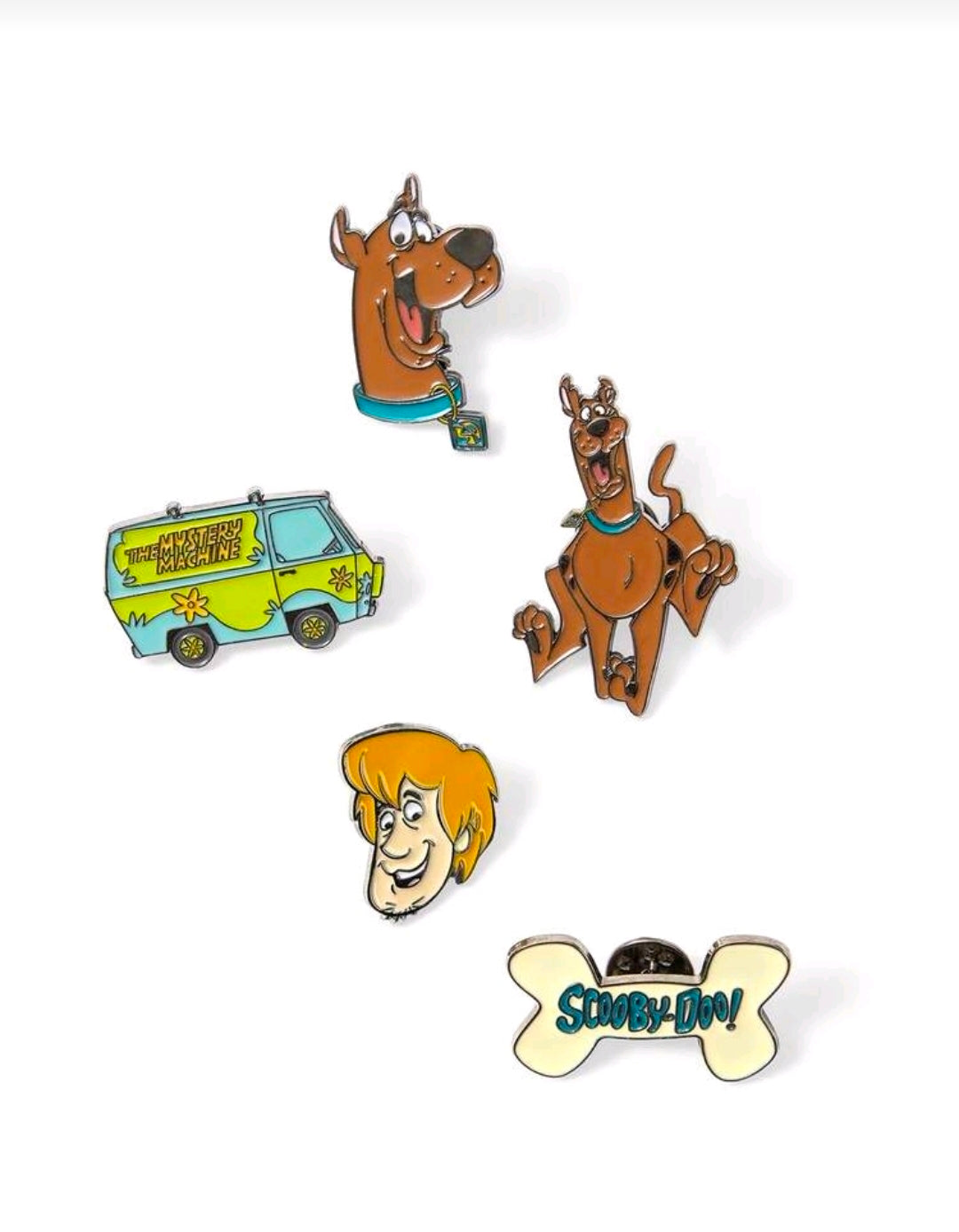 Scooby-Doo 5 Piece Enamel Pin Set Mystery Machine Shaggy Scooby Bone