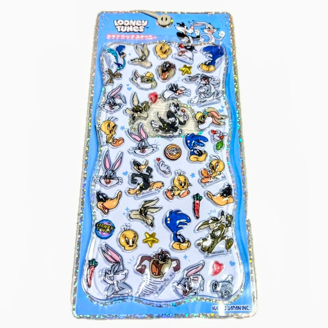 Looney Tunes 3D acrylic sticker sheet with colorful character stickers on clear backing