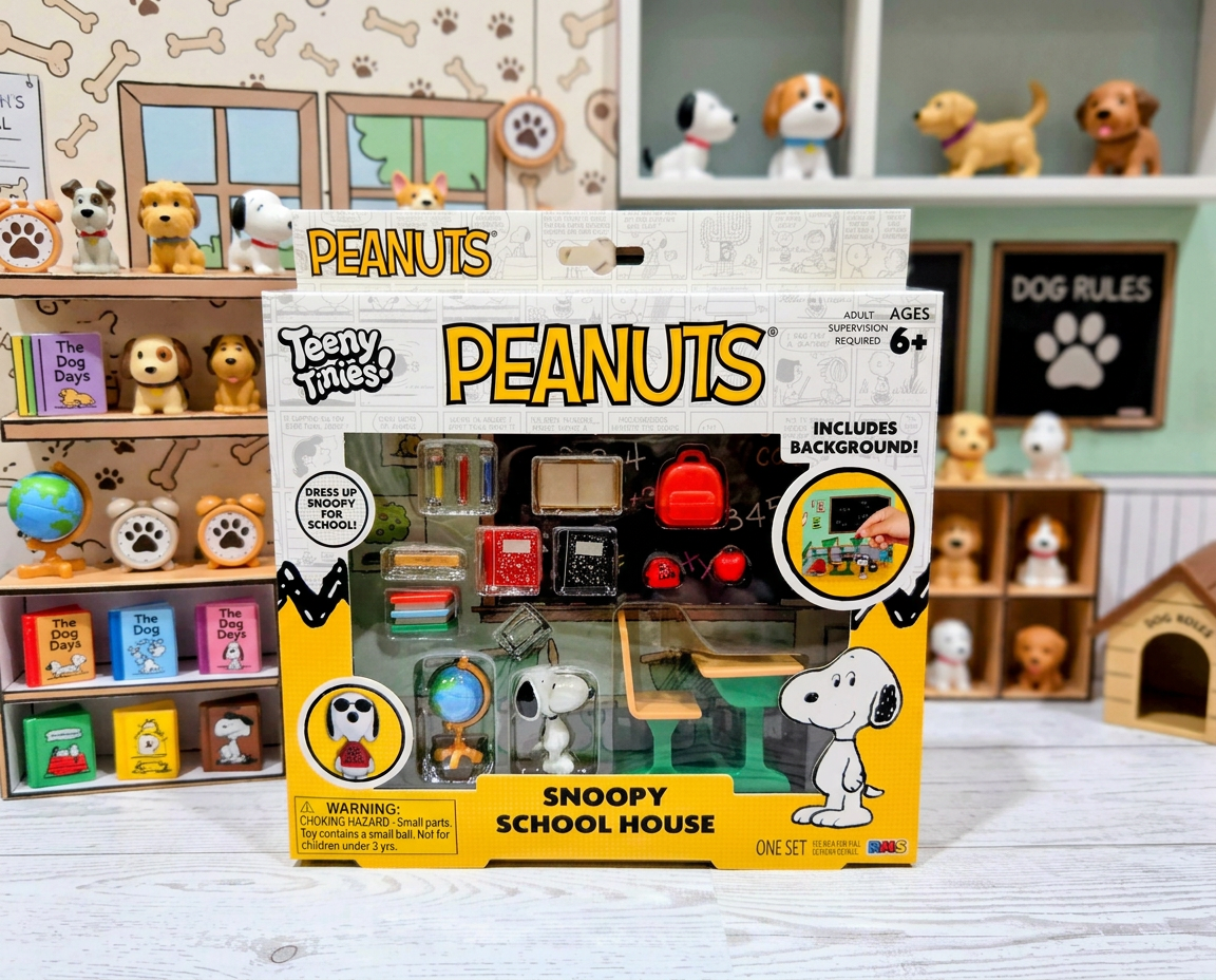 Peanuts Teeny Tinies Snoopy School House Mini Playset Joe Cool 15pc