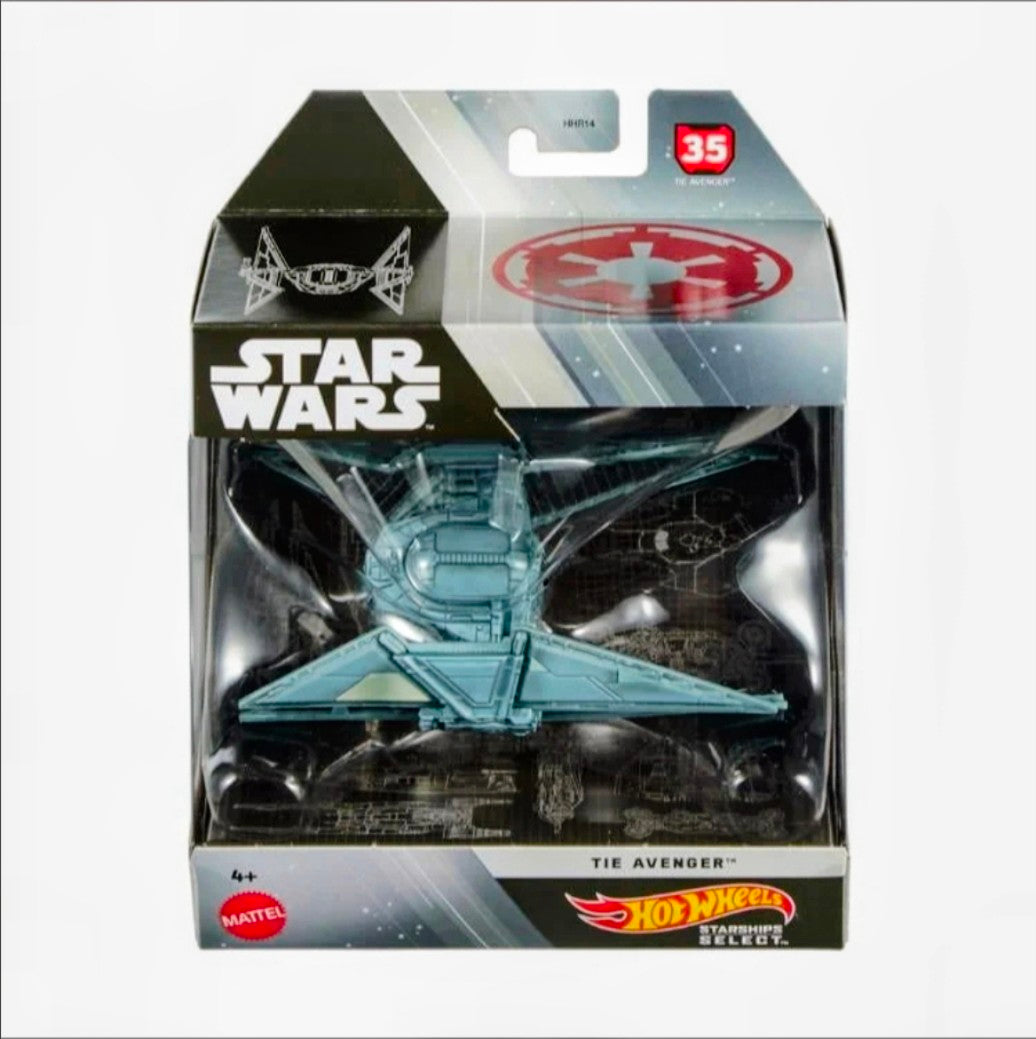 Star Wars TIE Avenger die-cast starship in retail box, Hot Wheels Select #35