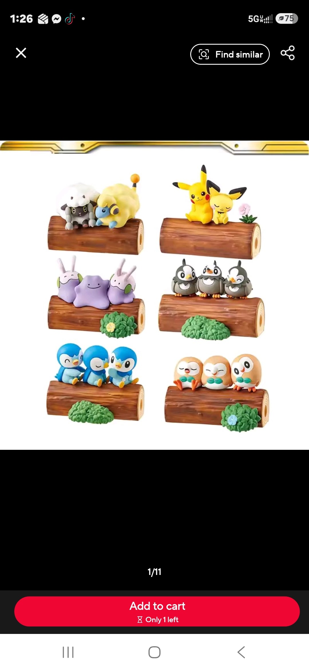 Re-Ment Pokémon mini figure set with six character scenes on wood log bases