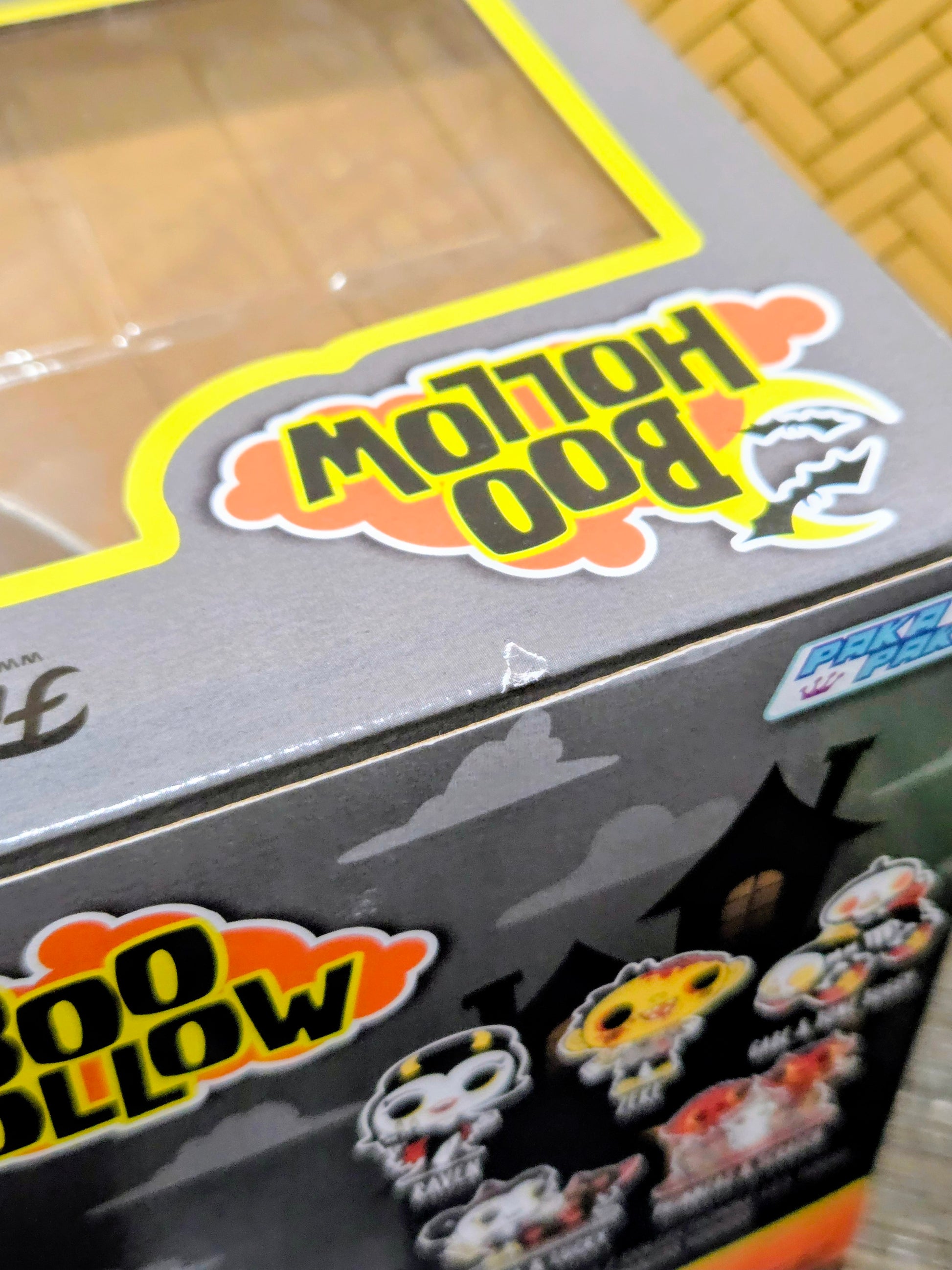 Funko Boo Hollow box front corner with “Monsters on Wheels” branding