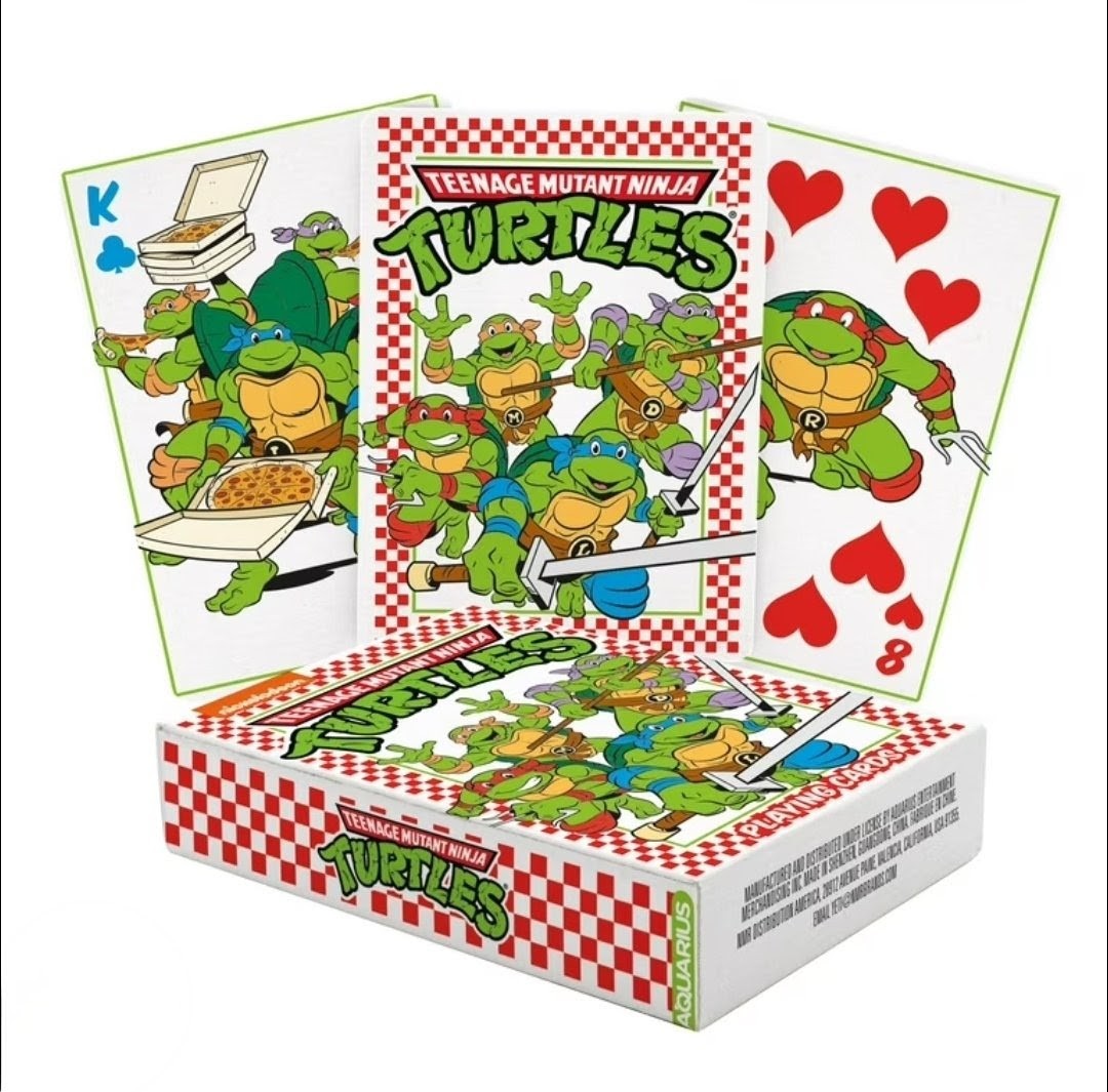 Teenage Mutant Ninja Turtles playing cards deck showing card faces and hearts