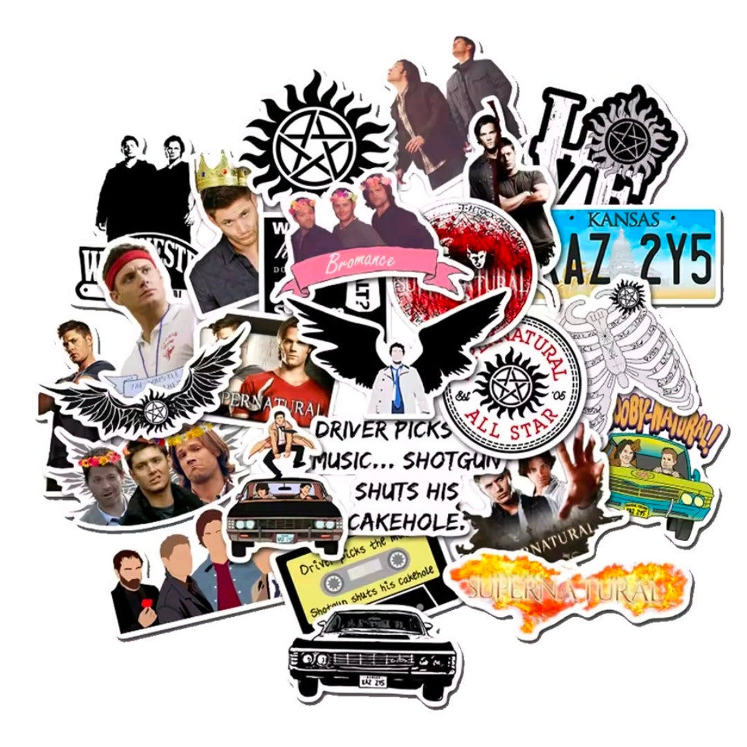 Supernatural TV Show 50pc Vinyl Sticker Pack Dean Sam Impala Castiel Logos