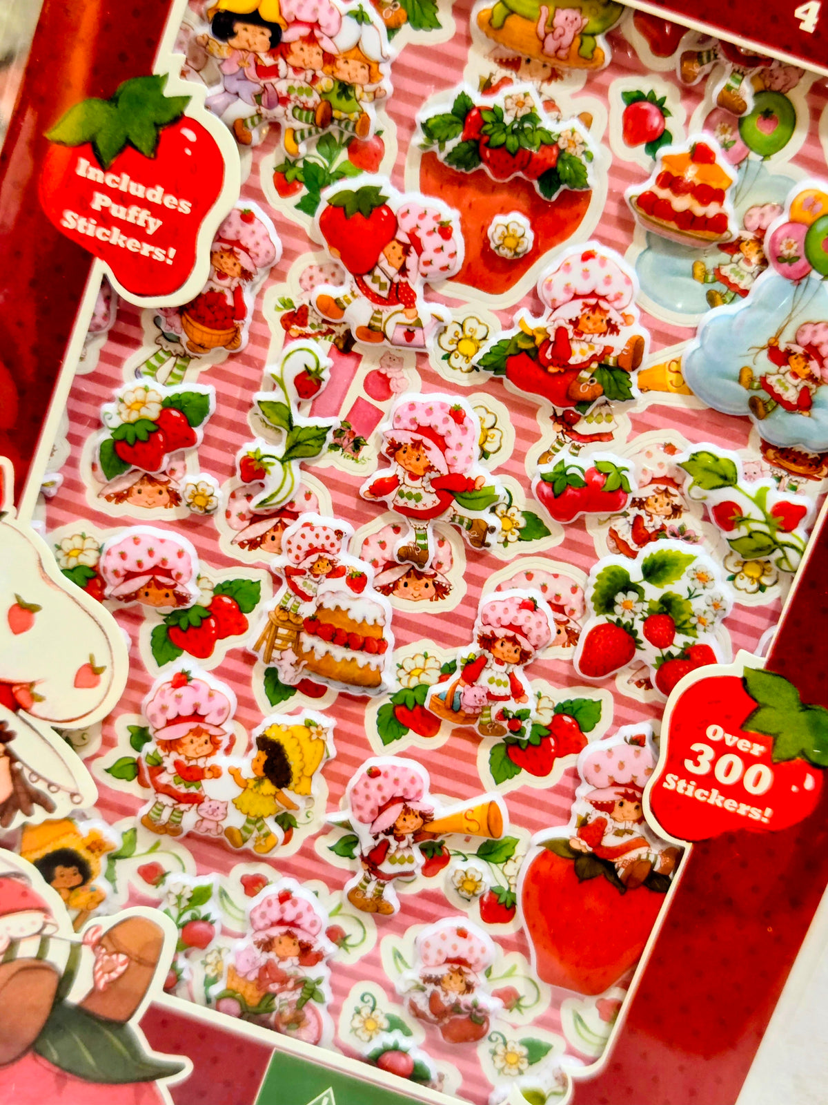 Strawberry dessert sticker sheet with heart label and over 300 sticker badge