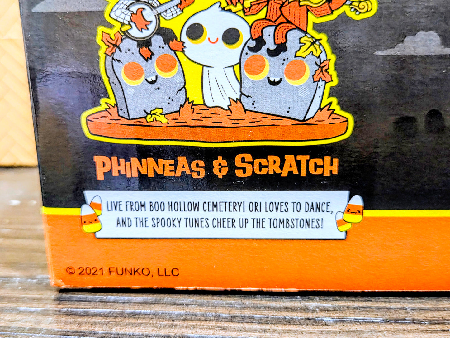 Funko Boo Hollow Phinneas & Scratch box front panel with character artwork and text
