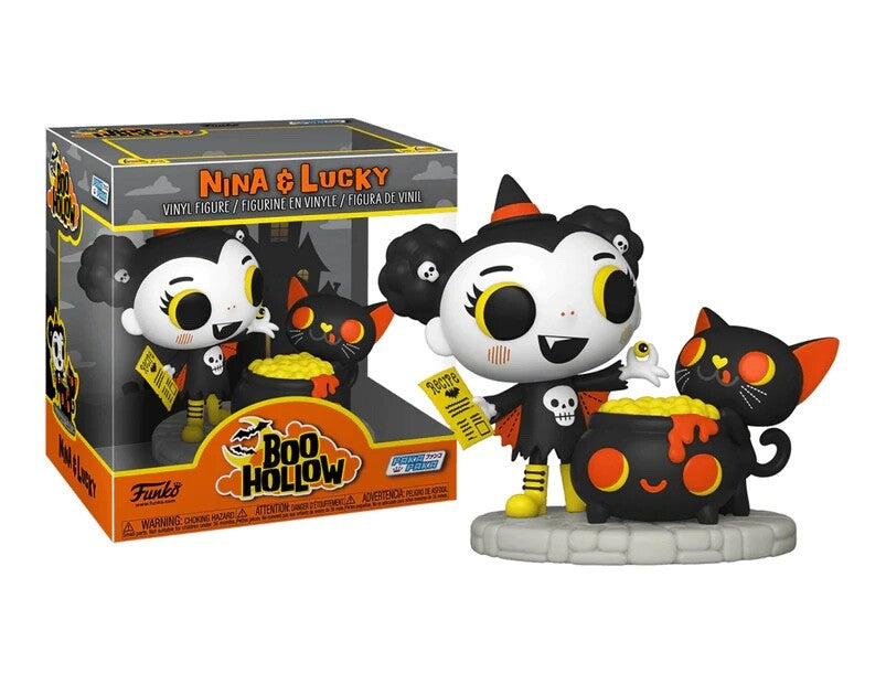 Boxed Boo Hollow Nina and Lucky vinyl figures with gray molded display base