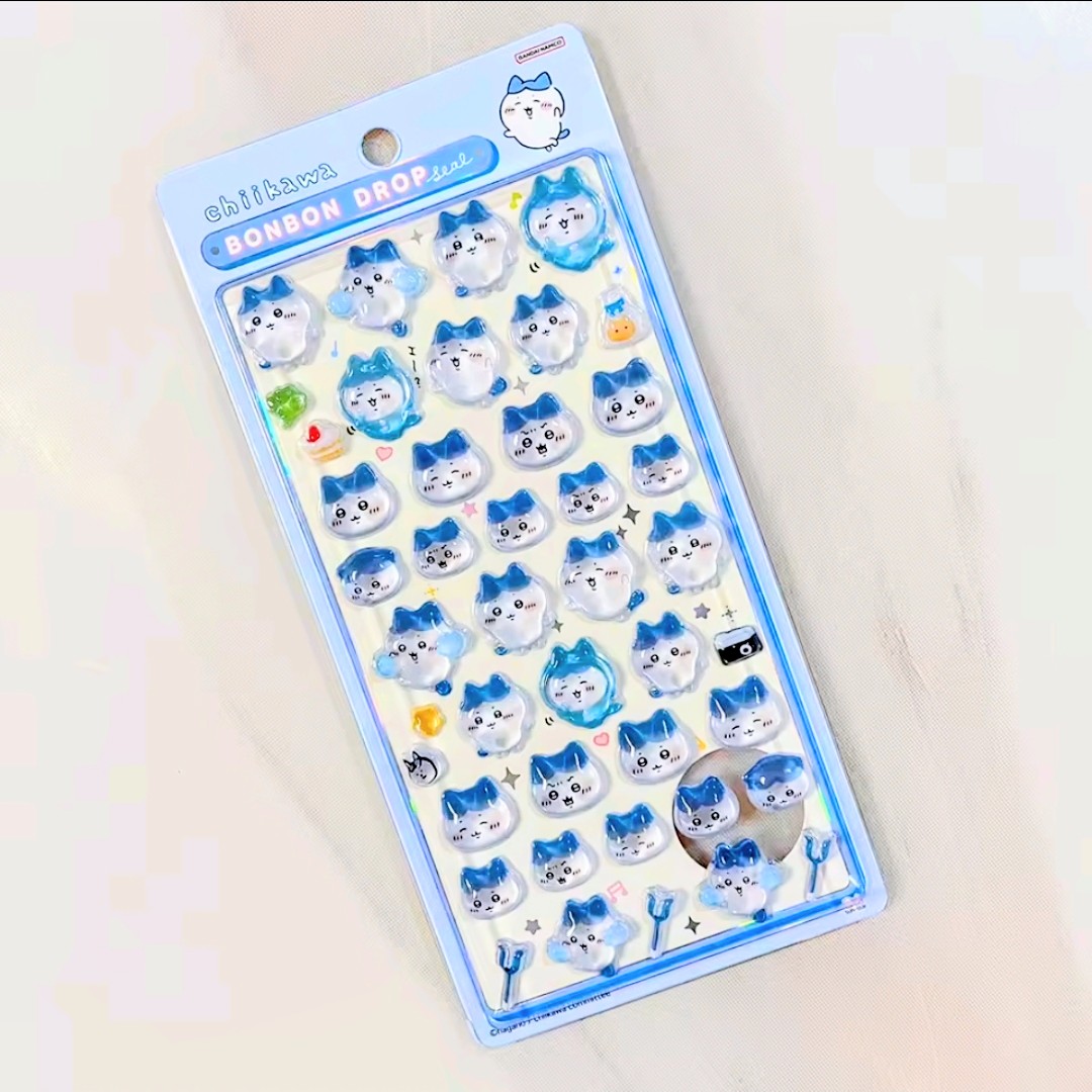 Light blue Chiikawa Bon Bon Drop 3D acrylic sticker sheet with blue characters