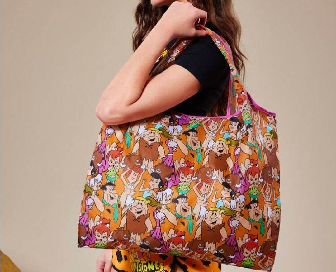 Flintstones Foldable Reusable Shopping Tote Bag Cartoon NEW