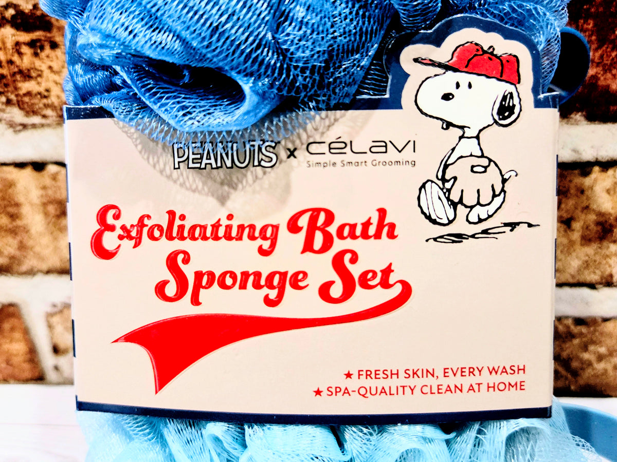 "Good Grief, Great Skin!" Snoopy Baseball Exfoliating Bath Sponge Duo