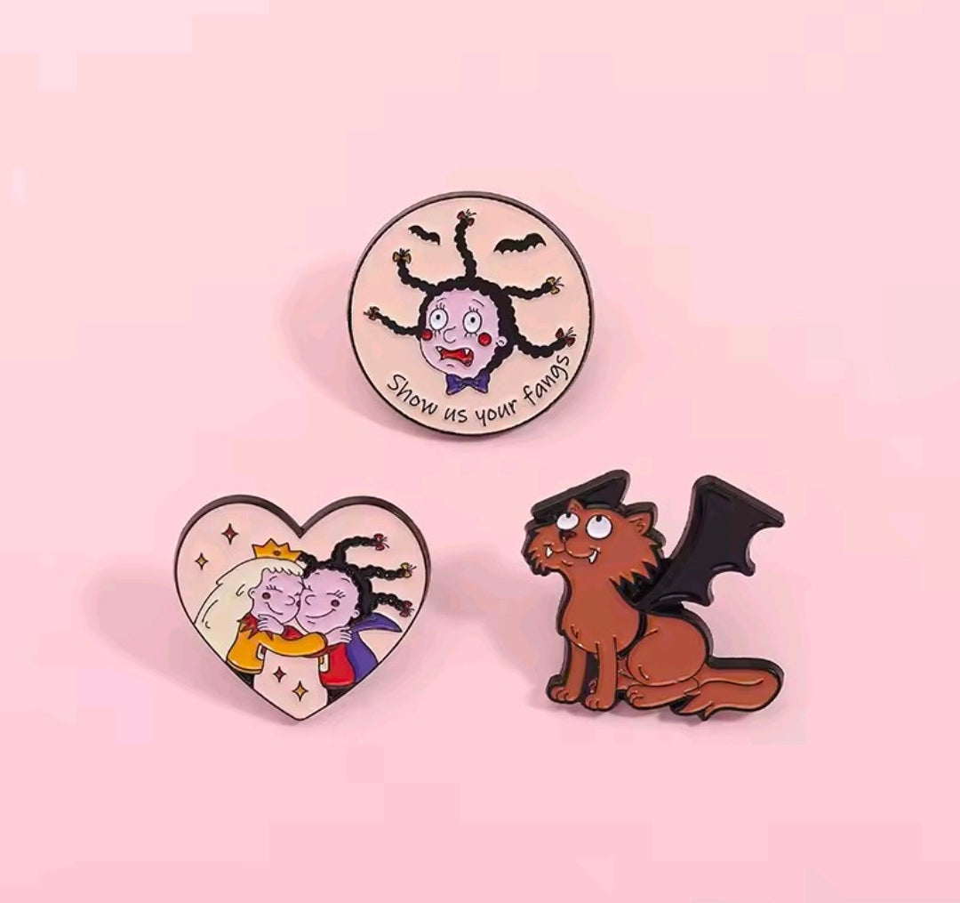 Mona the Vampire 3pc Enamel Pin Set Y2K 1999 NEW