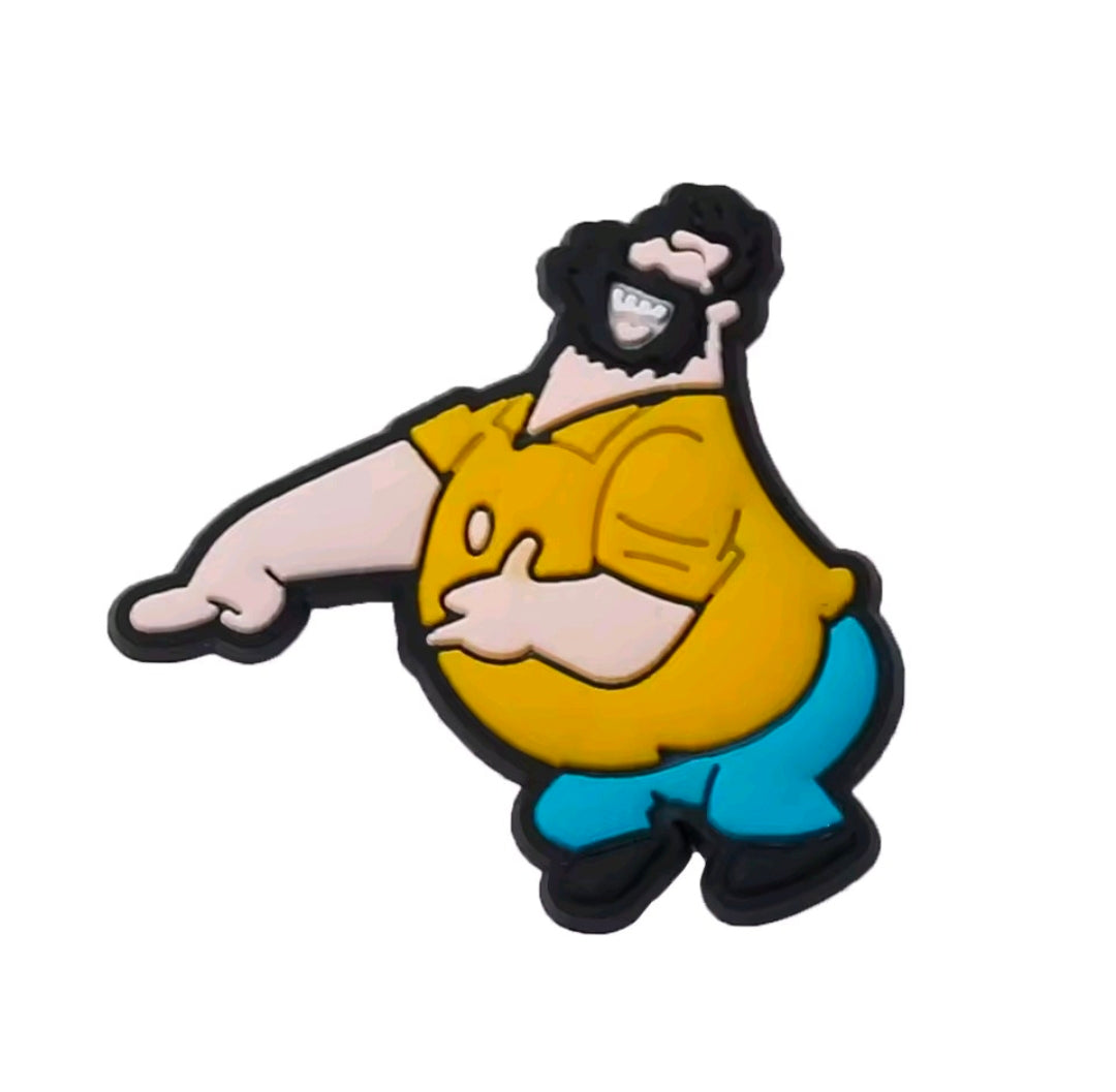 Popeye PVC shoe charm of Popeye in yellow shirt and blue pants