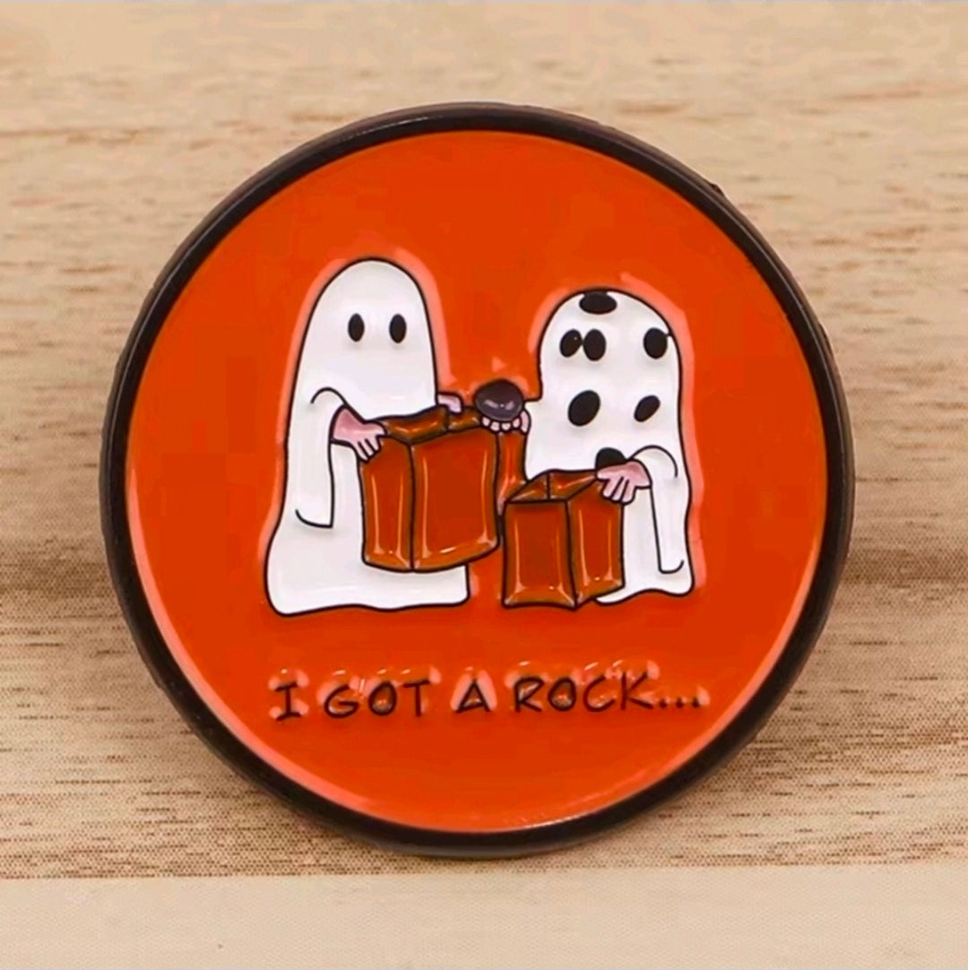 Peanuts Snoopy Halloween Ghost Costume Enamel Pin Set I Got A Rock