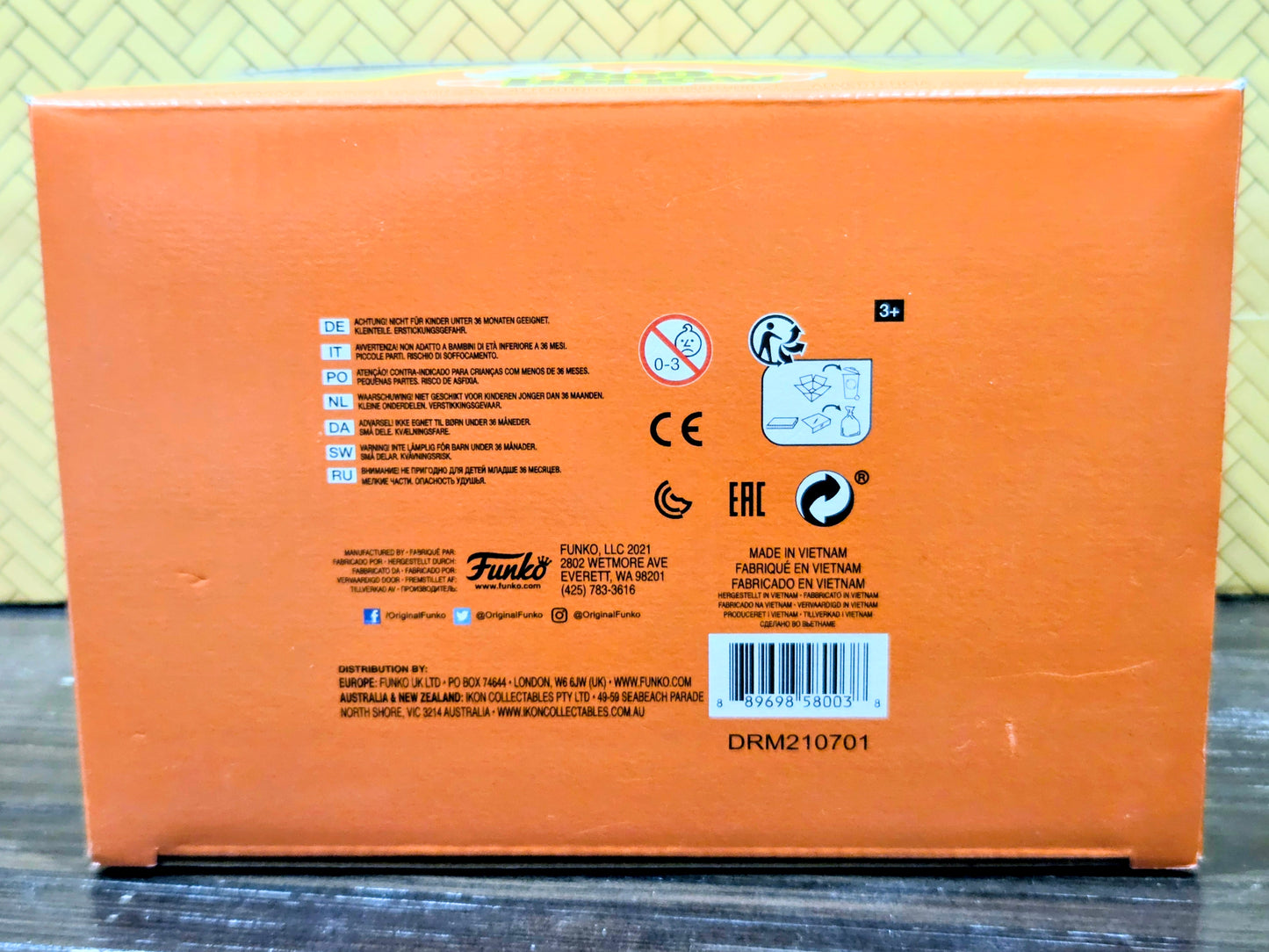Funko Boo Hollow collectible box back panel with icons and barcode