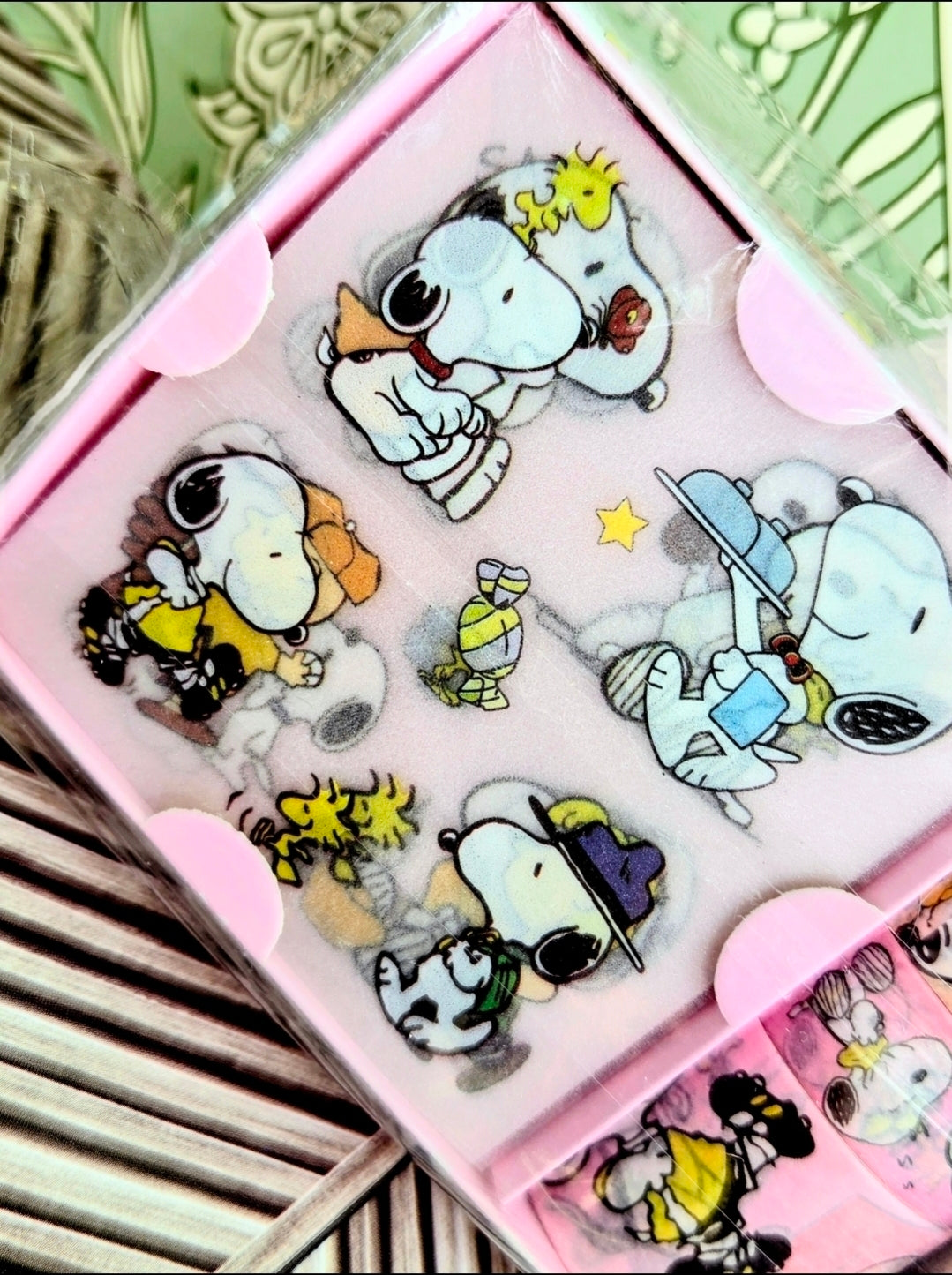 Peanuts Snoopy Woodstock Pink 4-Roll Washi Tape + Sticker Sheet Set
