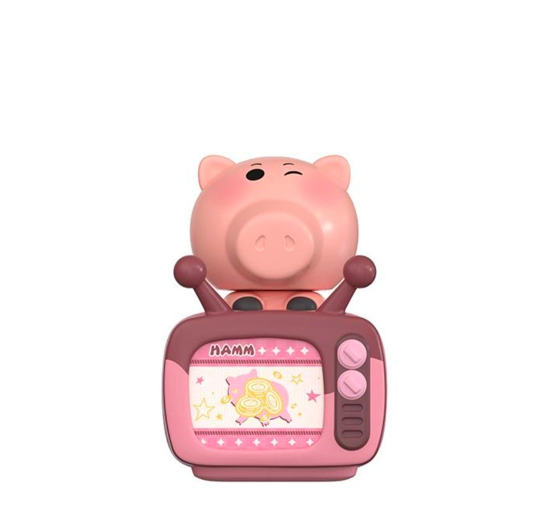 Pink Hamm pig TV figure with a mauve television body