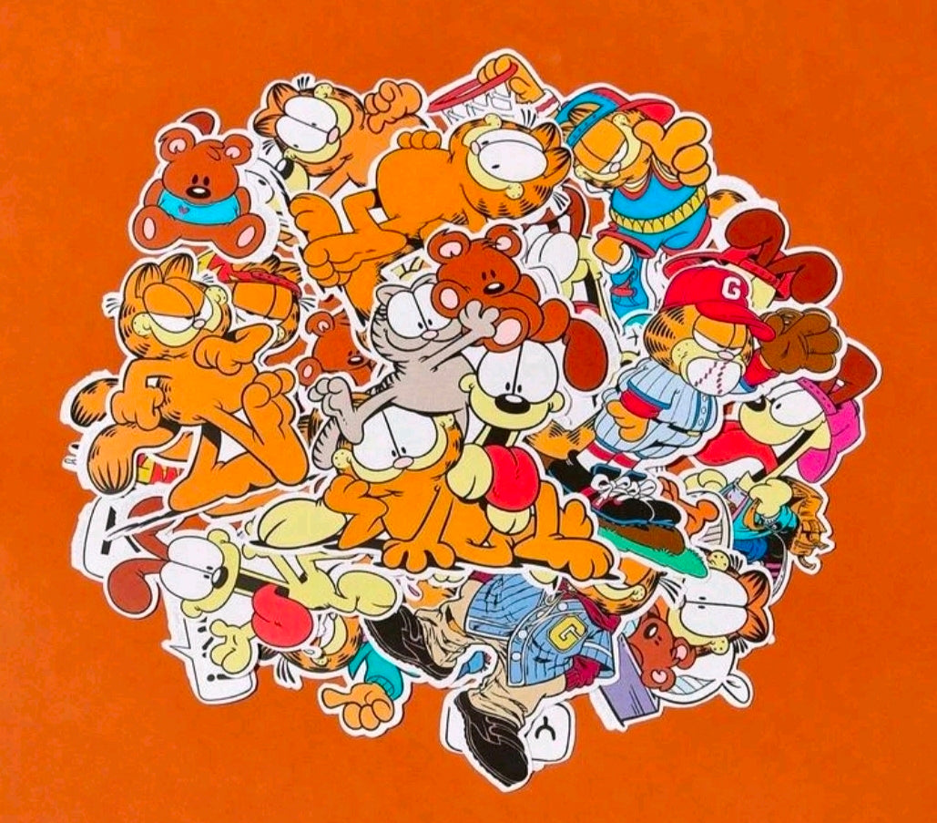 Garfield 48pc Vinyl Sticker Pack Cartoon Waterproof NEW