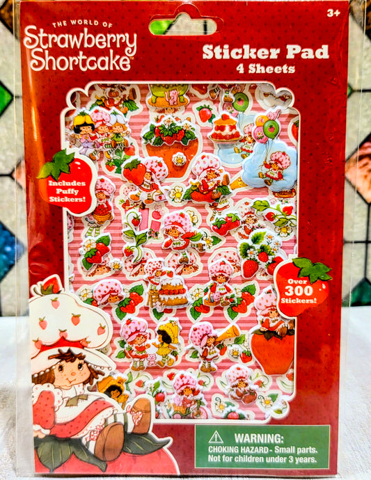 Strawberry Shortcake sticker pad, 4 sheets, over 300 stickers on red package