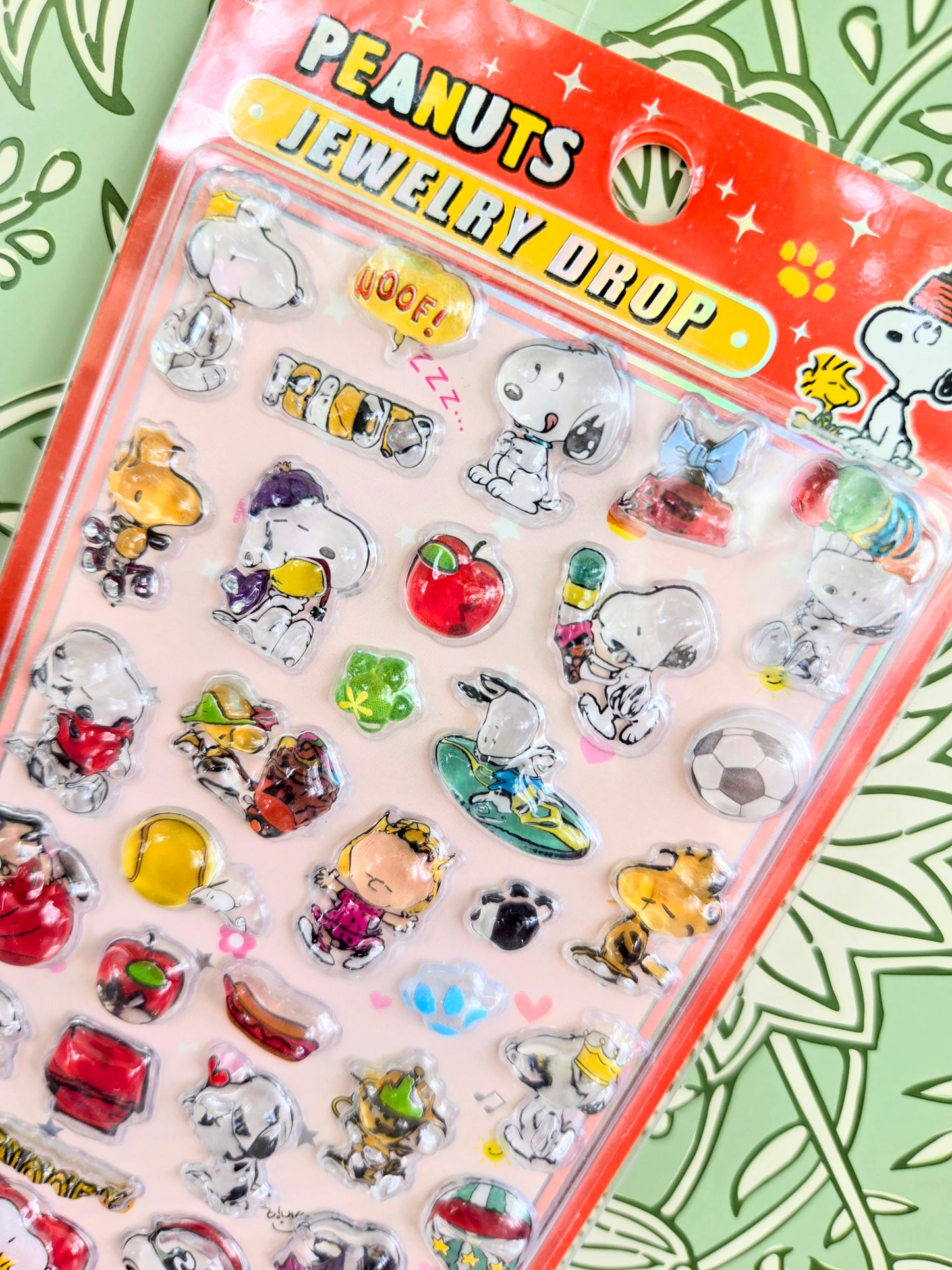 Peanuts Snoopy Jewelry Drop 3D Acrylic Sticker Charm Sheet
