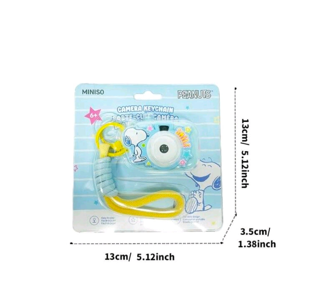 Miniso Snoopy Camera Keychain Light Projector Peanuts 4 Image Wrist Strap Woodstock Kawaii Collectible