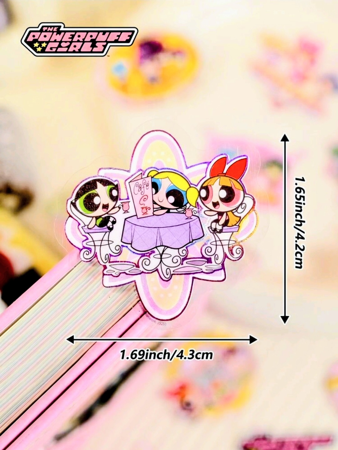 Powerpuff Girls cowgirl rodeo metallic foil sticker of three girls in western outfit