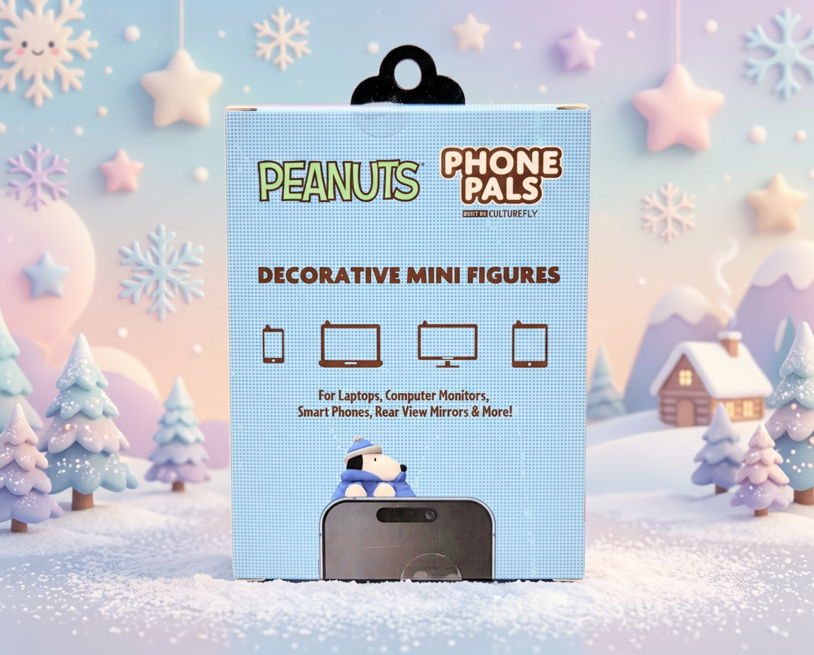 Peanuts CultureFly Phone Pals Snoopy Woodstock Winter Puffer Clip Set 2