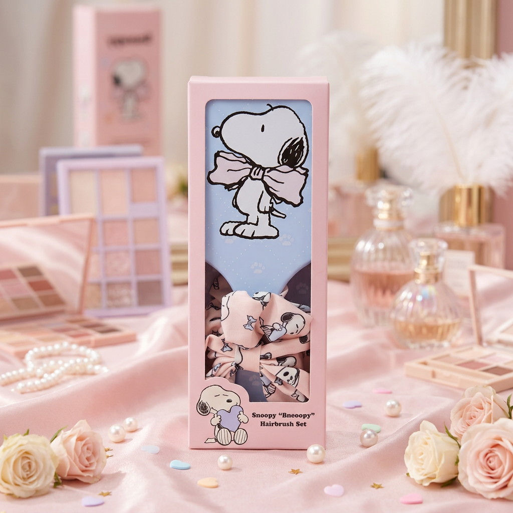 Impressions Vanity Peanuts Snoopy Bowtie Hair Brush & Scrunchie Set