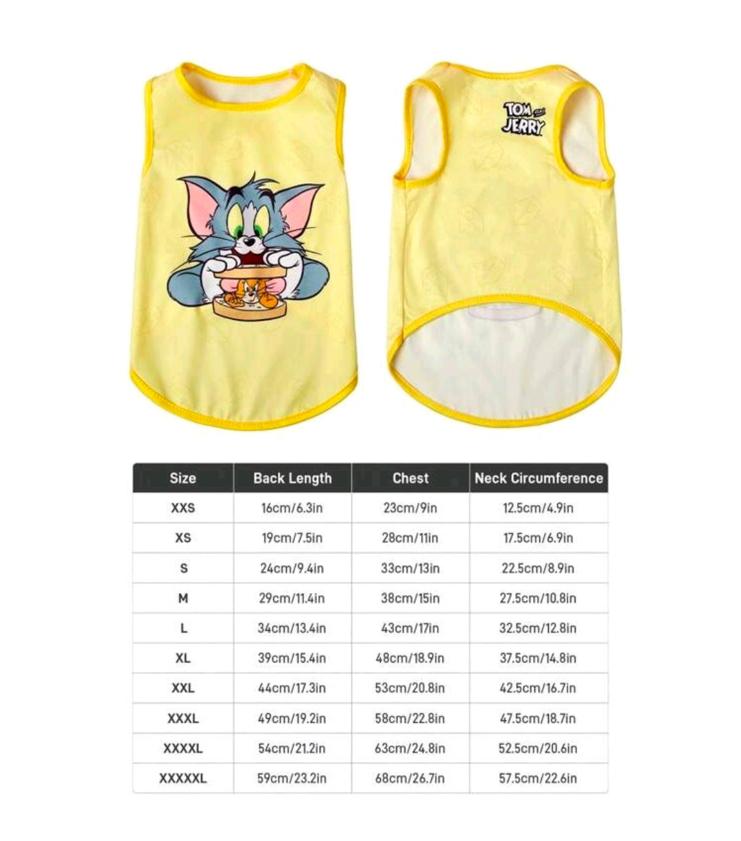 Tom and Jerry Dog Tank Top — Funny Cartoon Pet Shirt Size XL