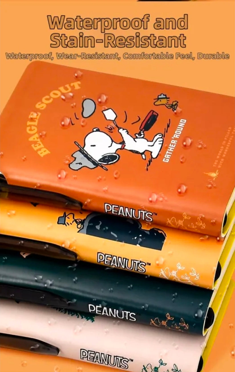 Waterproof Snoopy Beagle Scout faux leather pocket field notebook stack with pen