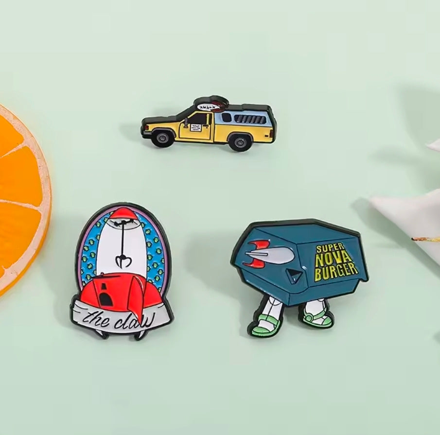 Toy Story 3-Piece Enamel Pin Set Pizza Planet Truck Alien Claw Super Nova Burger