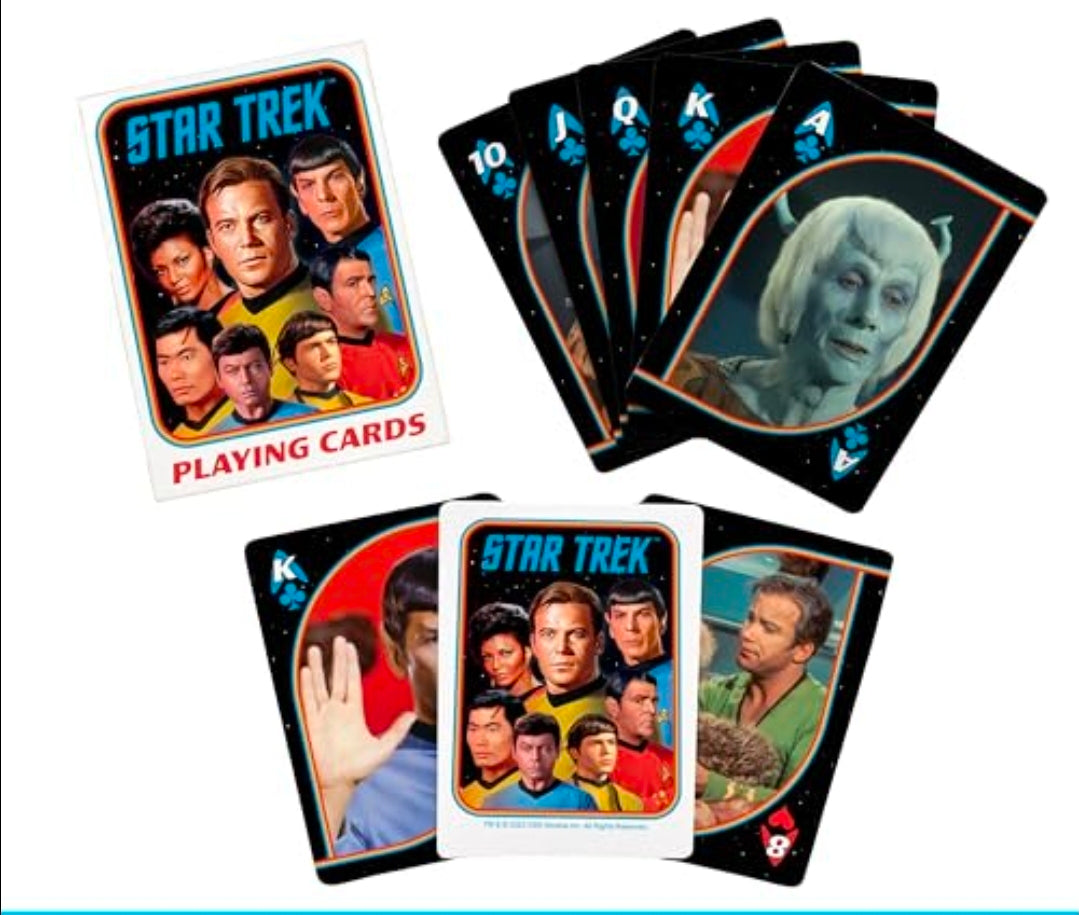 Star Trek playing cards deck with portrait box and fanned character cards