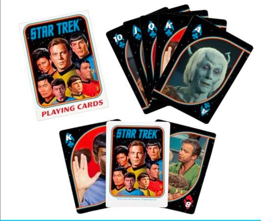 Star Trek playing cards deck with portrait box and fanned character cards