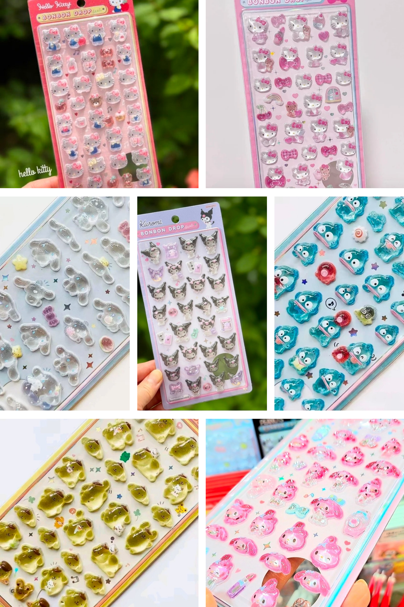 Sanrio Bonbon Drop Seal Sticker Sheets Puffy Resin Acrylic