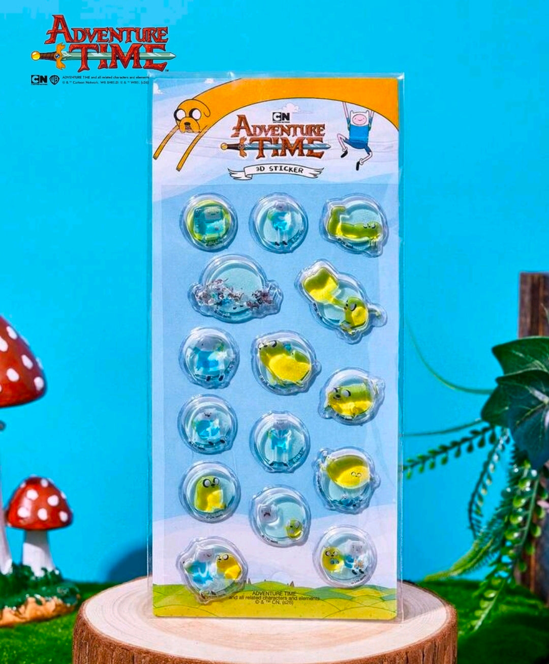 Adventure Time crystal bonbon 3D sticker sheet in blister pack with domed character decals