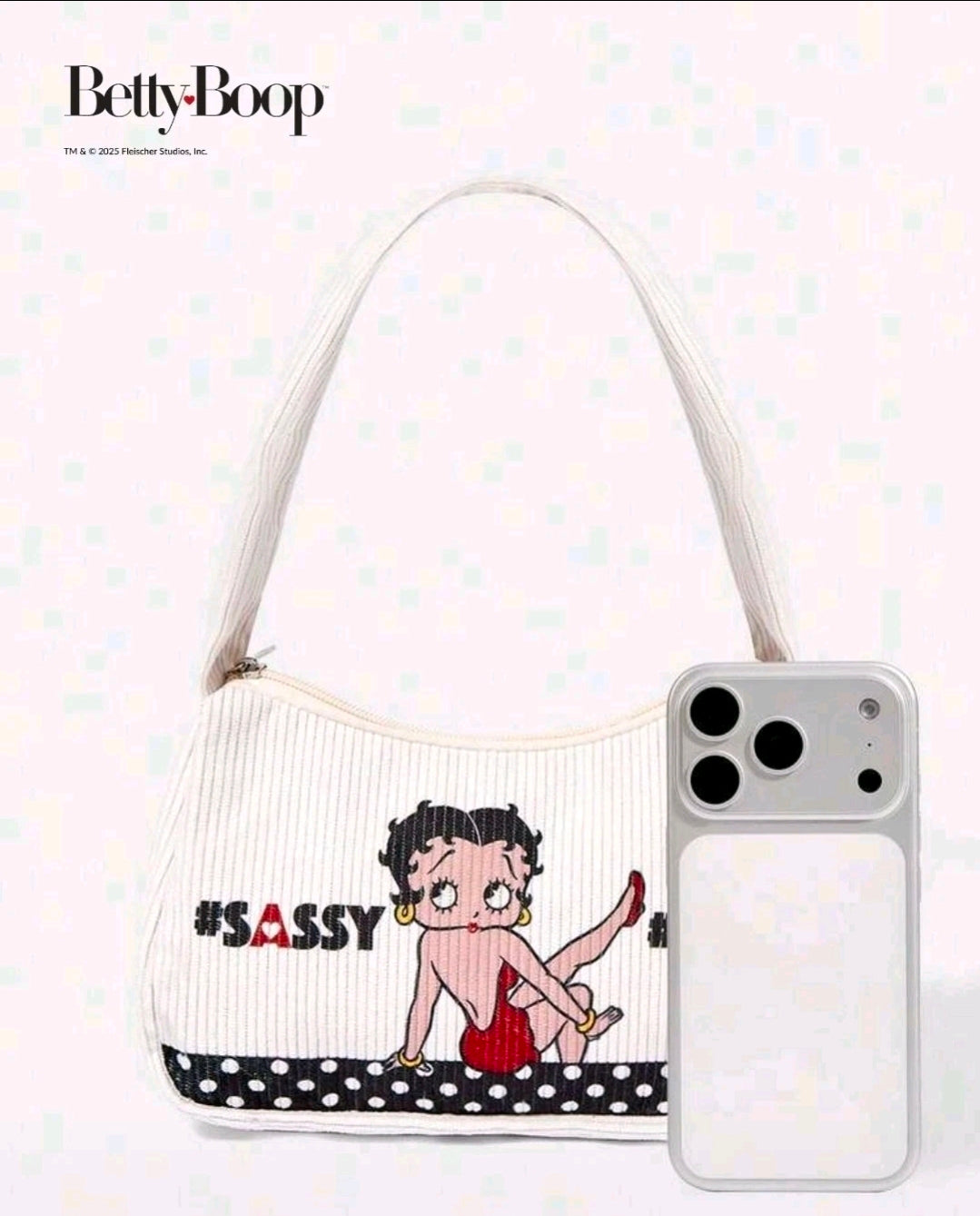 Betty Boop Corduroy Zipper Shoulder Bag Sassy Purse