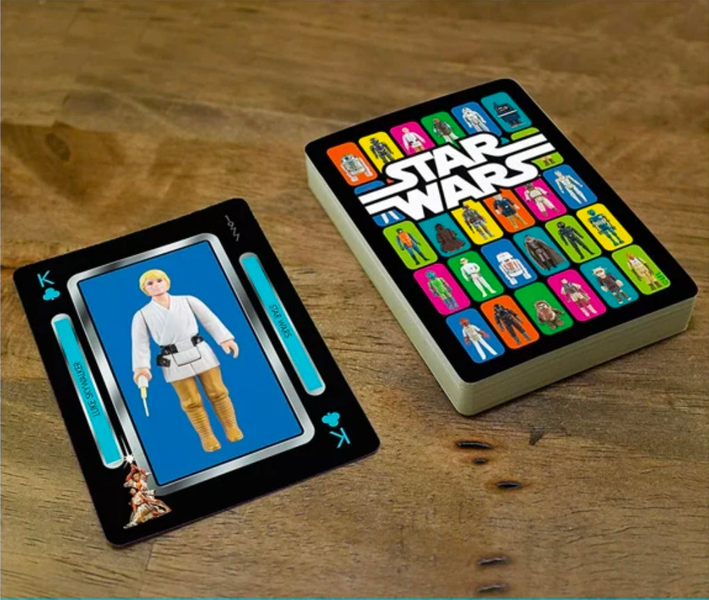 Star Wars playing cards deck with two character face cards and stacked deck